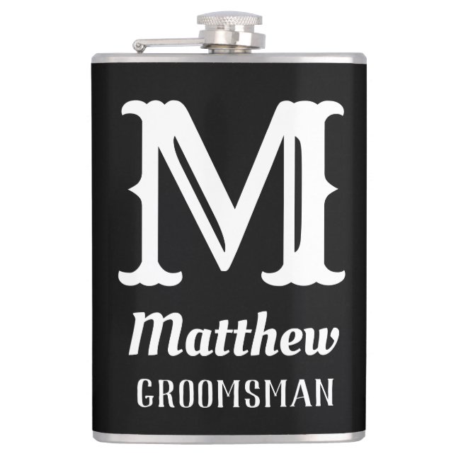 Flasques Monogramme masculin classique mariages noir  (Devant)