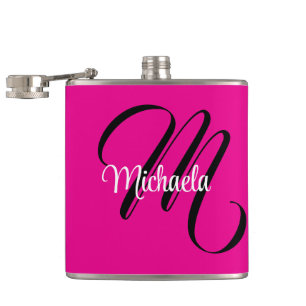 Flasques Monogramme minimaliste moderne initial nom rose ch