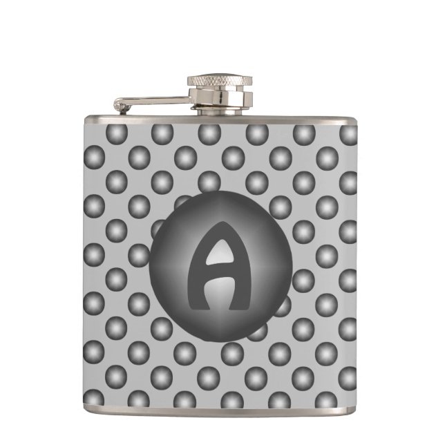 Flasques Monogramme Moderne Design Silver Polka Dot (Devant)
