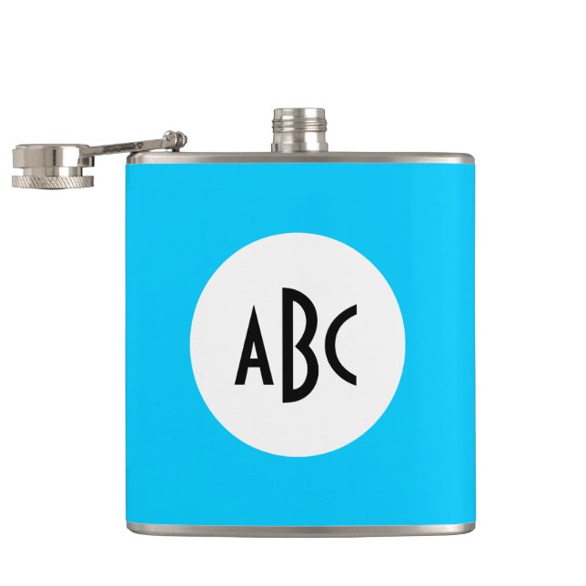 Flasques Monogramme noir et blanc Aqua (Ouvert)