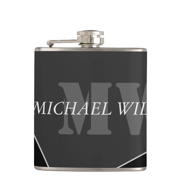Flasques Monogramme noir gris artistique moderne (Devant)