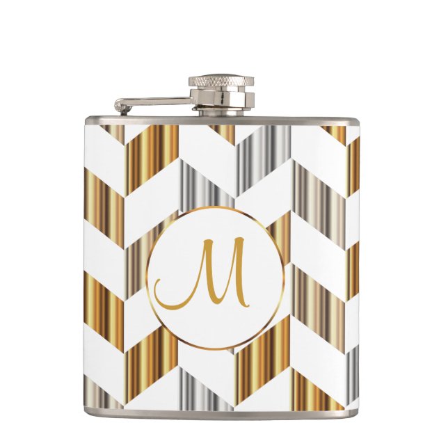 Flasques Monogramme - or, argent et conception blanche de (Devant)