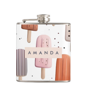 Flasques Monogramme Personnalisé Cute Popsicle Motif