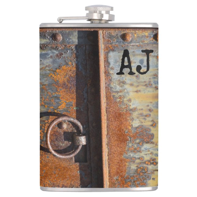 Flasques Monogramme personnalisé de porte rouillée (Devant)