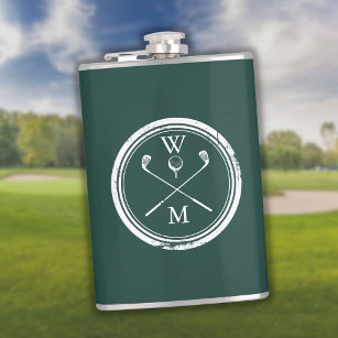 Flasques Monogramme personnalisé Emerald Green Golf