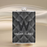 Flasques Monogramme personnalisé en cuir noir élégant<br><div class="desc">Ce flacon monogramme allie un style intemporel à une touche moderne,  lui offrant un cadeau sophistiqué et personnalisé. L'extérieur en faux cuir élégant rappelle le cuir authentique tout en étant sans cruauté,  respectueux de l'environnement et respectueux de l'environnement et du budget.</div>