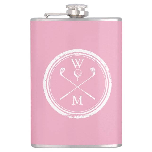 Flasques Monogramme personnalisé féminin golf rose (Devant)