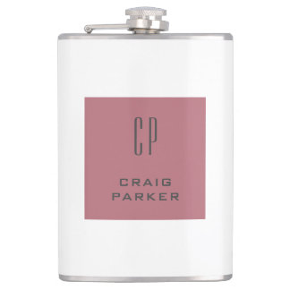 Flasques Monogramme professionnel moderne Rose clair or bla