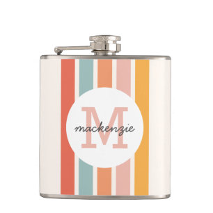 Flasques Monogramme Retro Grandes Colorées Personnalisées