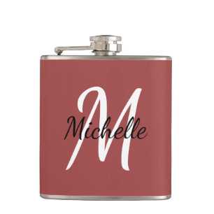 Flasques Monogramme Rouge Minimaliste