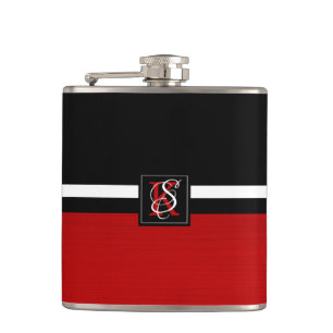 Flasques Monogramme simple à deux tons Noir et Rouge Initi