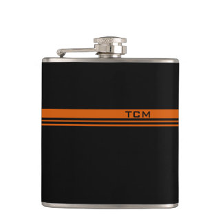 Flasques Monogramme simple en orange et noir