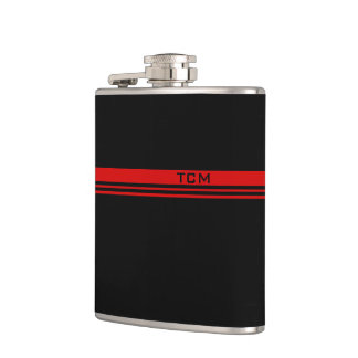 Flasques Monogramme simple en rouge et noir