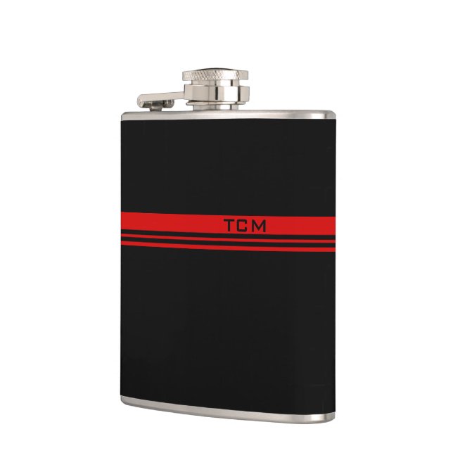 Flasques Monogramme simple en rouge et noir (Gauche)