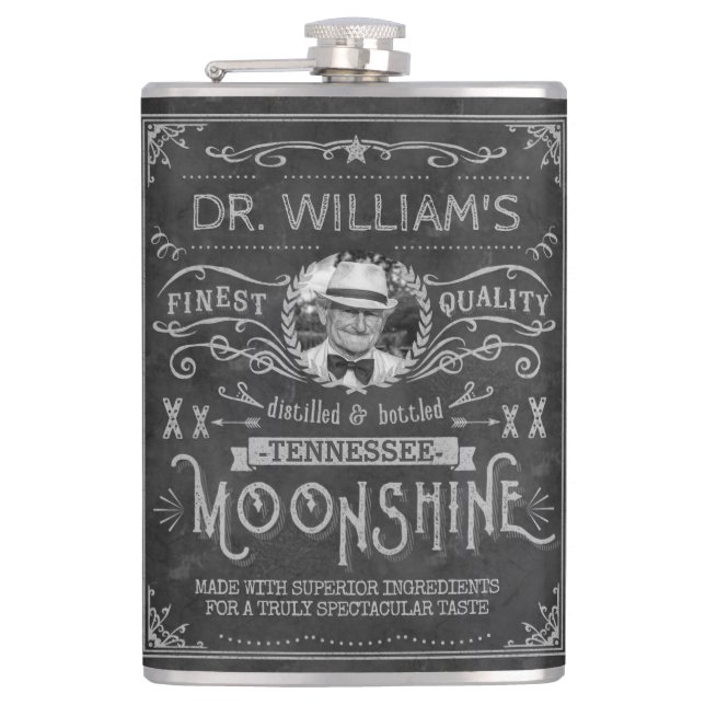 Flasques Moonshine Vintage Hillbilly médecine Custom Grey (Devant)