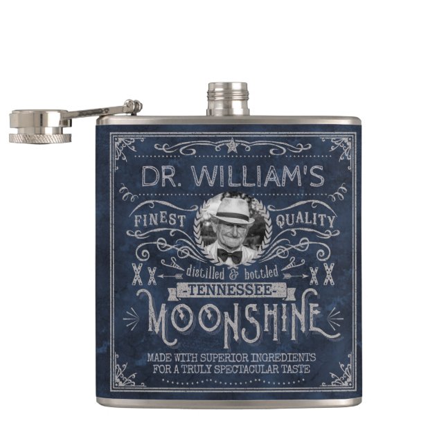 Flasques Moonshine Vintage Hillbilly Medicine Custom (Ouvert)