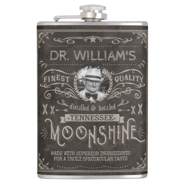 Flasques Moonshine Vintage Médecine Hillbilly Brun Personna (Devant)