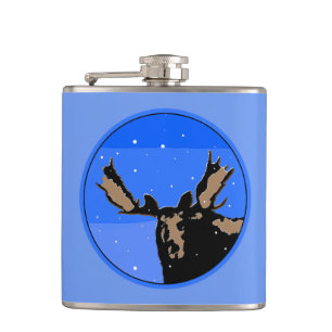 Flasques Moose en hiver - Art original de la faune