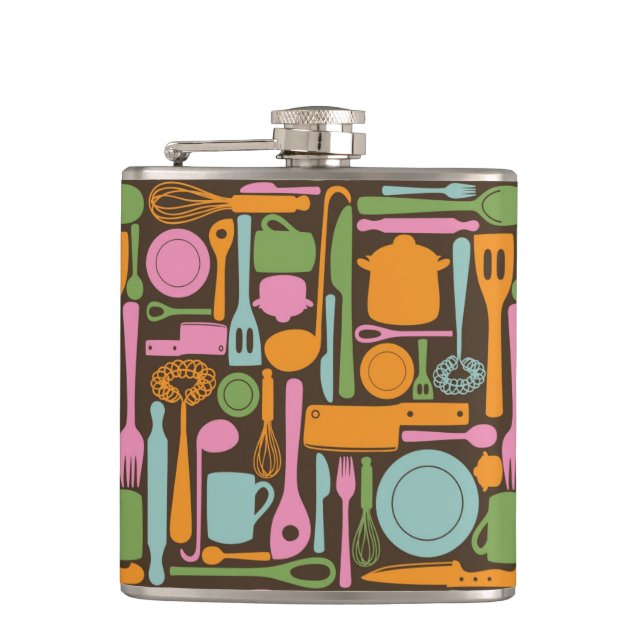 Flasques Motif 3 d'ustensiles de cuisine (Devant)