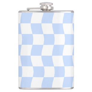 Flasques Motif à carreaux rétro bleu pastel et blanc