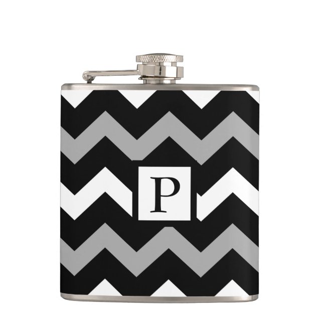Flasques Motif à chevron noir blanc et gris (Devant)