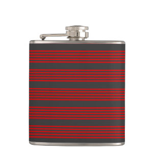 Flasques Motif à cinq bandes rouge et charbon de bois