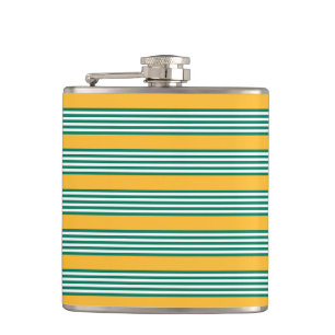 Flasques Motif à cinq bandes vert et blanc avec jaune