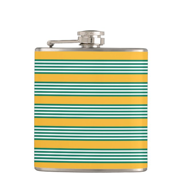 Flasques Motif à cinq bandes vert et blanc avec jaune (Devant)