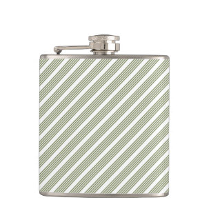 Flasques Motif à cinq bandes vert et blanc olive
