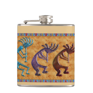 Flasques Motif amérindien Kokopelli 3D Anasazi