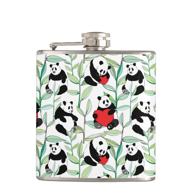 Flasques motif avec de beaux pandas avec des coeurs (Devant)