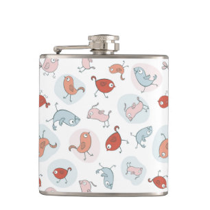 Flasques motif avec des oiseaux de bande dessinée