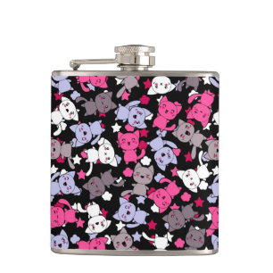 Flasques motif avec les chats mignons 3 de griffonnage de