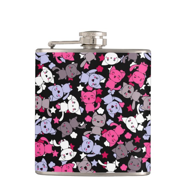 Flasques motif avec les chats mignons 3 de griffonnage de (Devant)