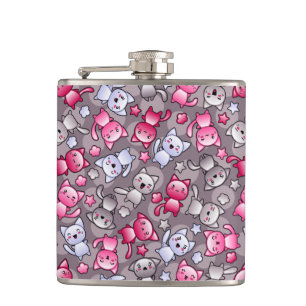 Flasques motif avec les chats mignons de griffonnage de