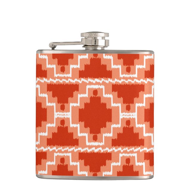 Flasques Motif Aztec Ikat - Rouille, Orange et blanc (Devant)