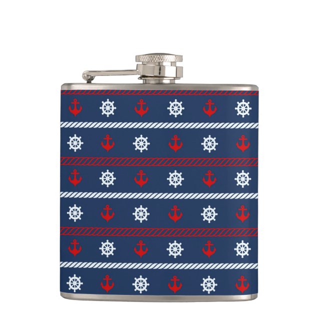 Flasques Motif blanc et bleu rouge d'océan (Devant)