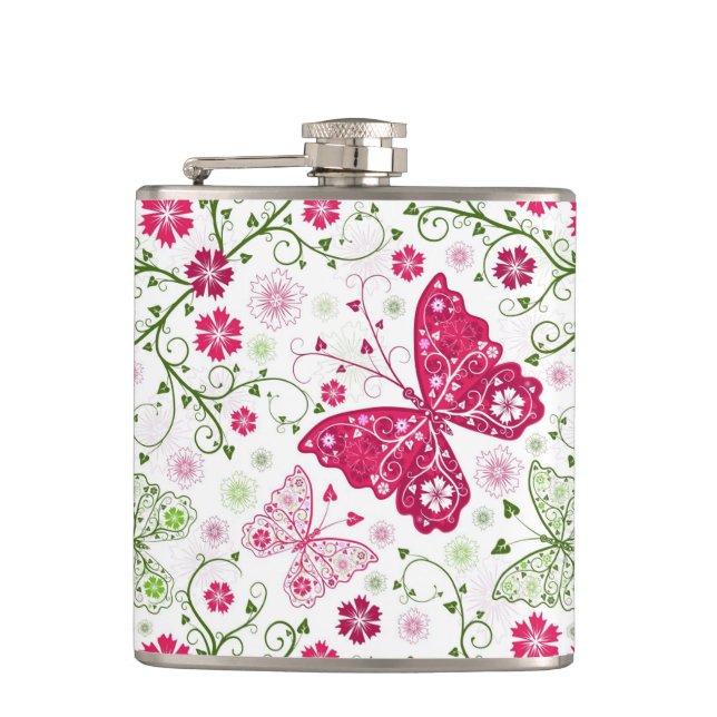 Flasques Motif blanc floral (Devant)