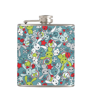 Flasques motif bleu de kawaii