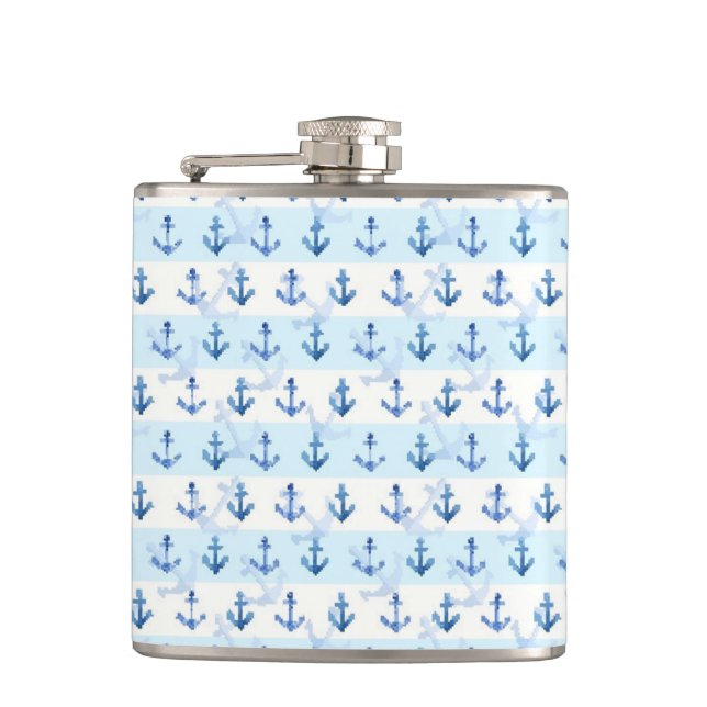 Flasques Motif bleu en pastel d'Ancre (Devant)