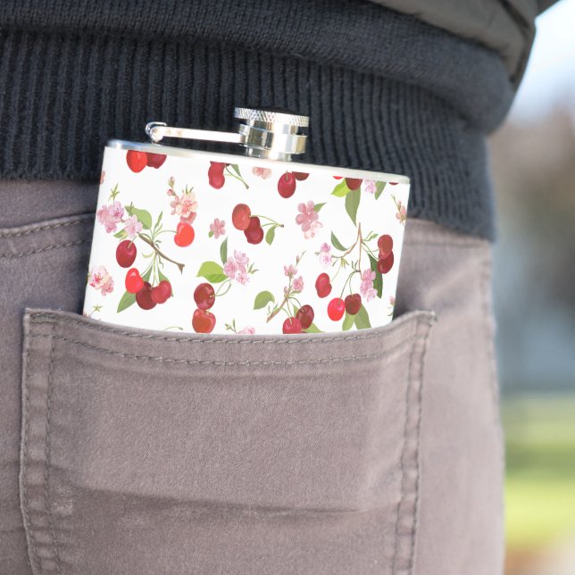 Flasques Motif cerise 1 (En situation)