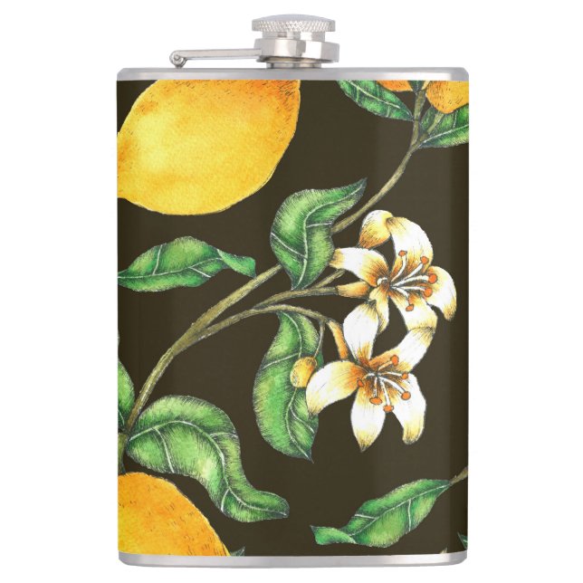 Flasques Motif citron verni à la main (Devant)