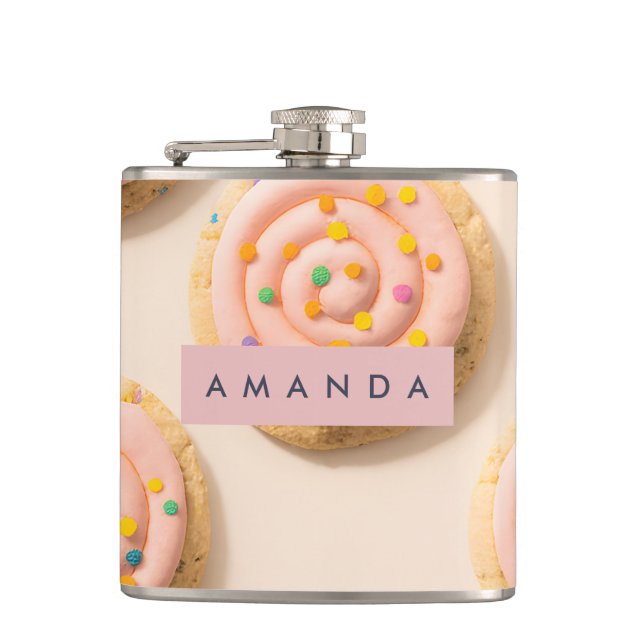 Flasques Motif de biscuits rose poli personnalisé (Devant)