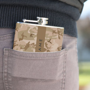 Flasques Motif de camouflage du désert, Votre nom, Personna