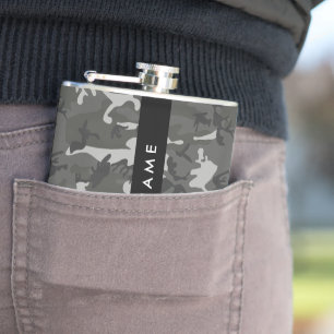 Flasques Motif de camouflage gris, Votre nom, Personnaliser