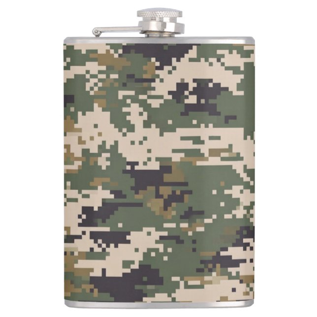 Flasques Motif de camouflage numérique vert (Devant)