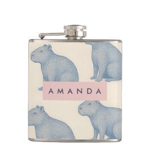 Flasques Motif de capybara mignon minimaliste personnalisé