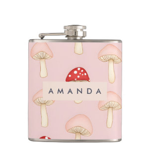 Flasques Motif de champignon rose vif
