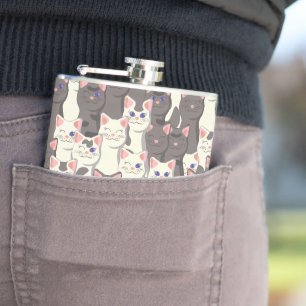 Flasques Motif de chats blancs et gris