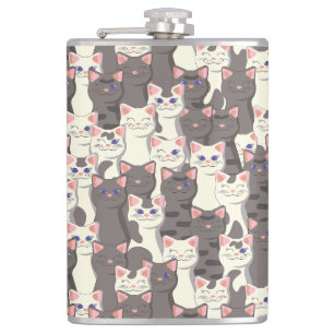 Flasques Motif de chats blancs et gris